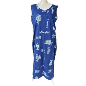 EXIST Beach Fish Graphic Print Sleeveless T-Shirt/Tank Midi Dress Maxi XL Cotton